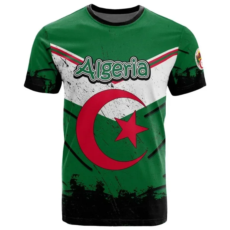 

Футболка с 3D-принтом Алжира, повседневная спортивная свободная футболка с коротким рукавом, футболка высокого качества с принтом флага, летние мужские и женские топы с круглым вырезом