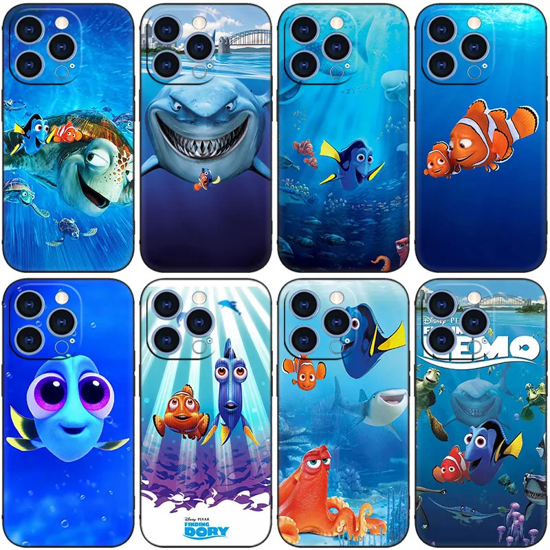 Disney Finding Nemo Phone Case For Apple iPhone 14 13 12 Mini 11 Pro XR X XS MAX 6S 7 8 Plus 5S SE 2020 2022 Black Cover