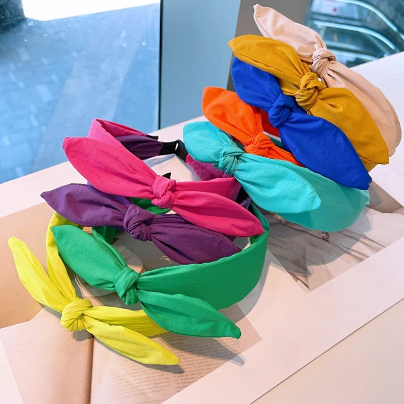 9 Colors Candy Color Bow Headband Solid Color Simple Hairbands Headwear Pressed Hair Hair Bands Women Hair Accessories