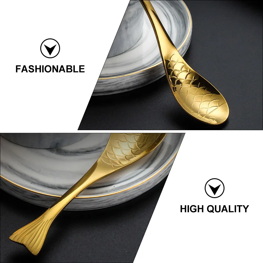 

2 Pcs Stainless Steel Fish Spoon Coffee Stirrers Spoons Fork Small 304 Toddler Mixing