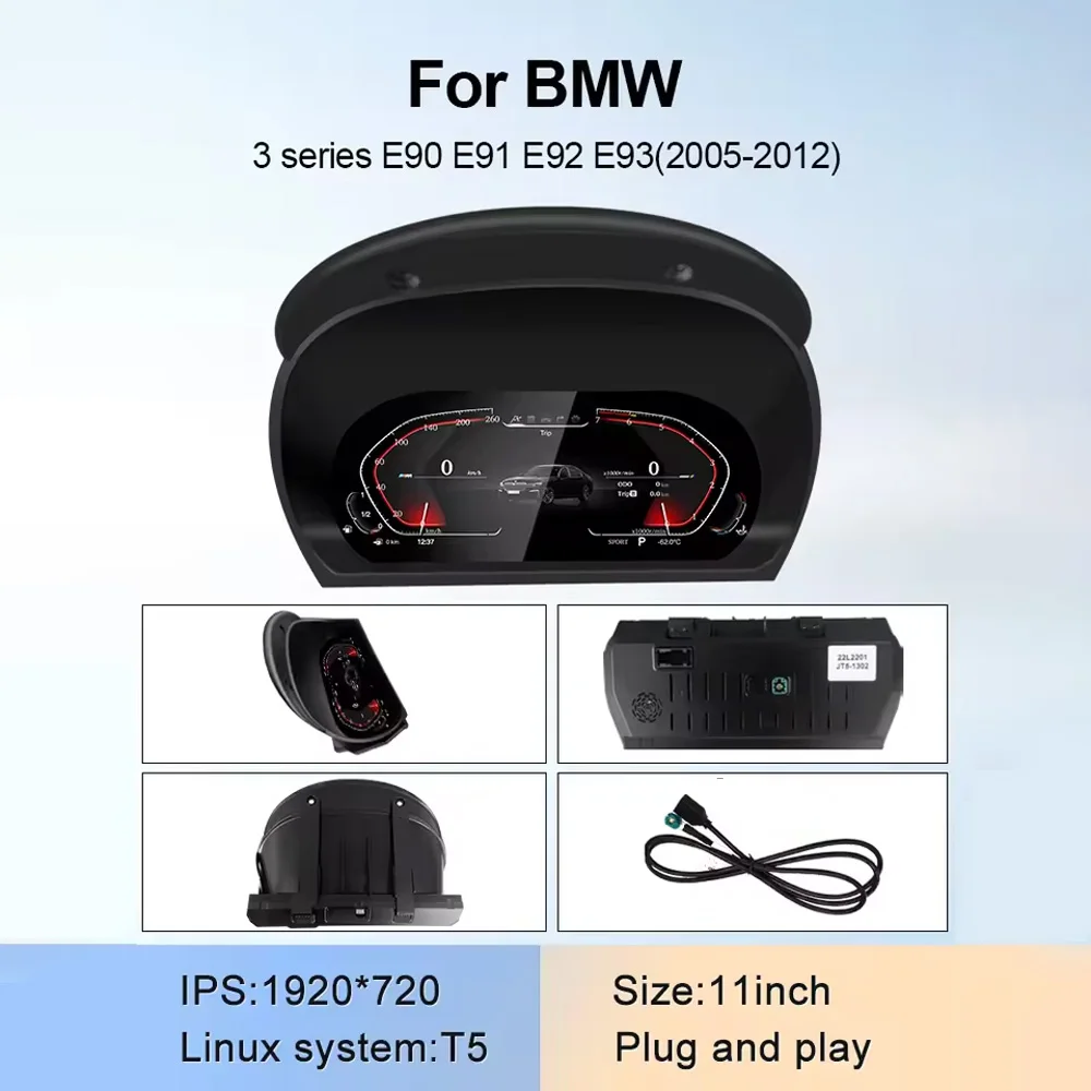 12.3“ For BMW 3 series E90 E91 E92 E93 (2005-2012) Digital Instrument Cluster Odometer Speedometer Support Original Car System