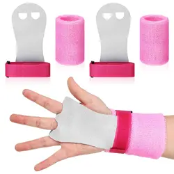 4 Pcs Wristband Palm Protector Fitness Gloves Kids Sports Wristbands Cowhide Gymnastics Grips Elastic Handle Workout Exercise