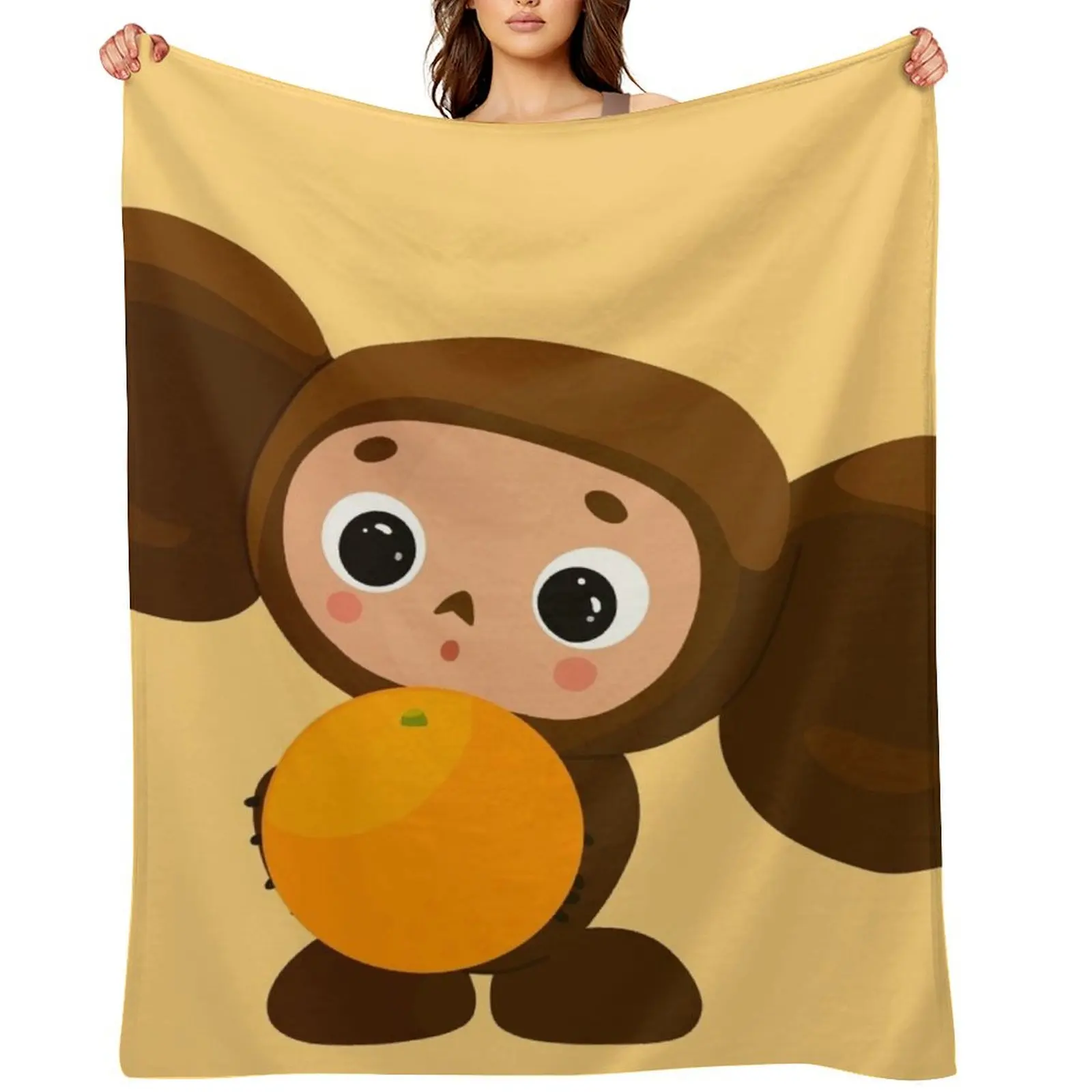 

Cheburashka Throw Blanket Decoratives Soft Plush Plaid Luxury Brand Hairy Blankets