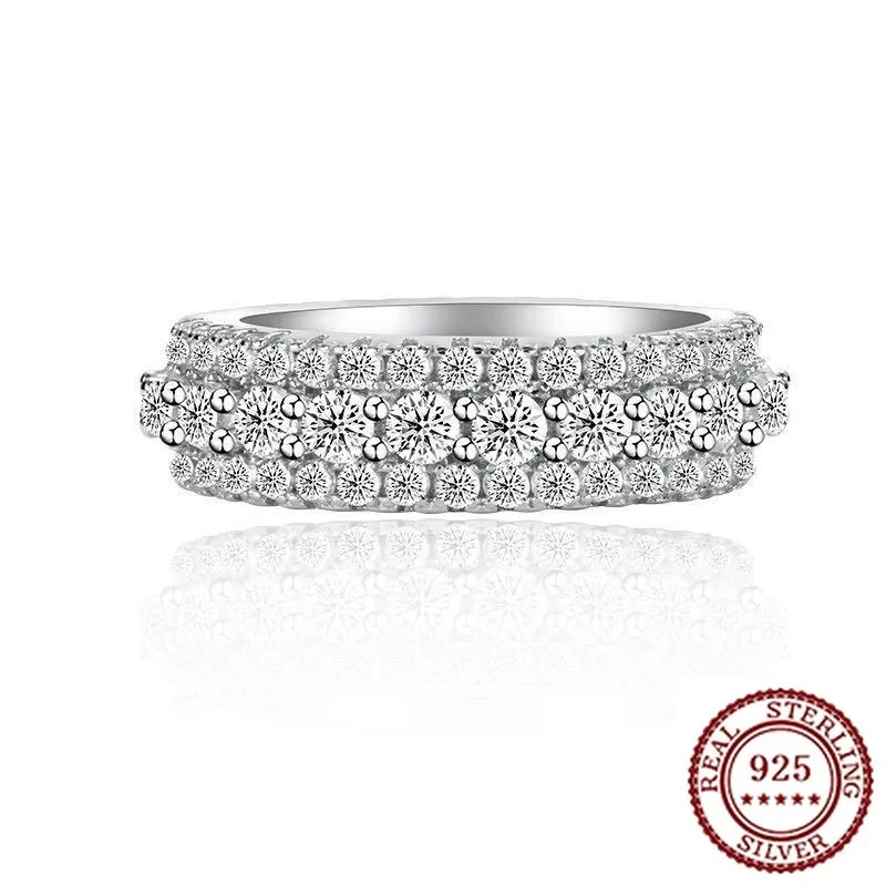 

S925 Pure Silver Stone Inlaid Women's Ring, European and American Style High-end Jewelry