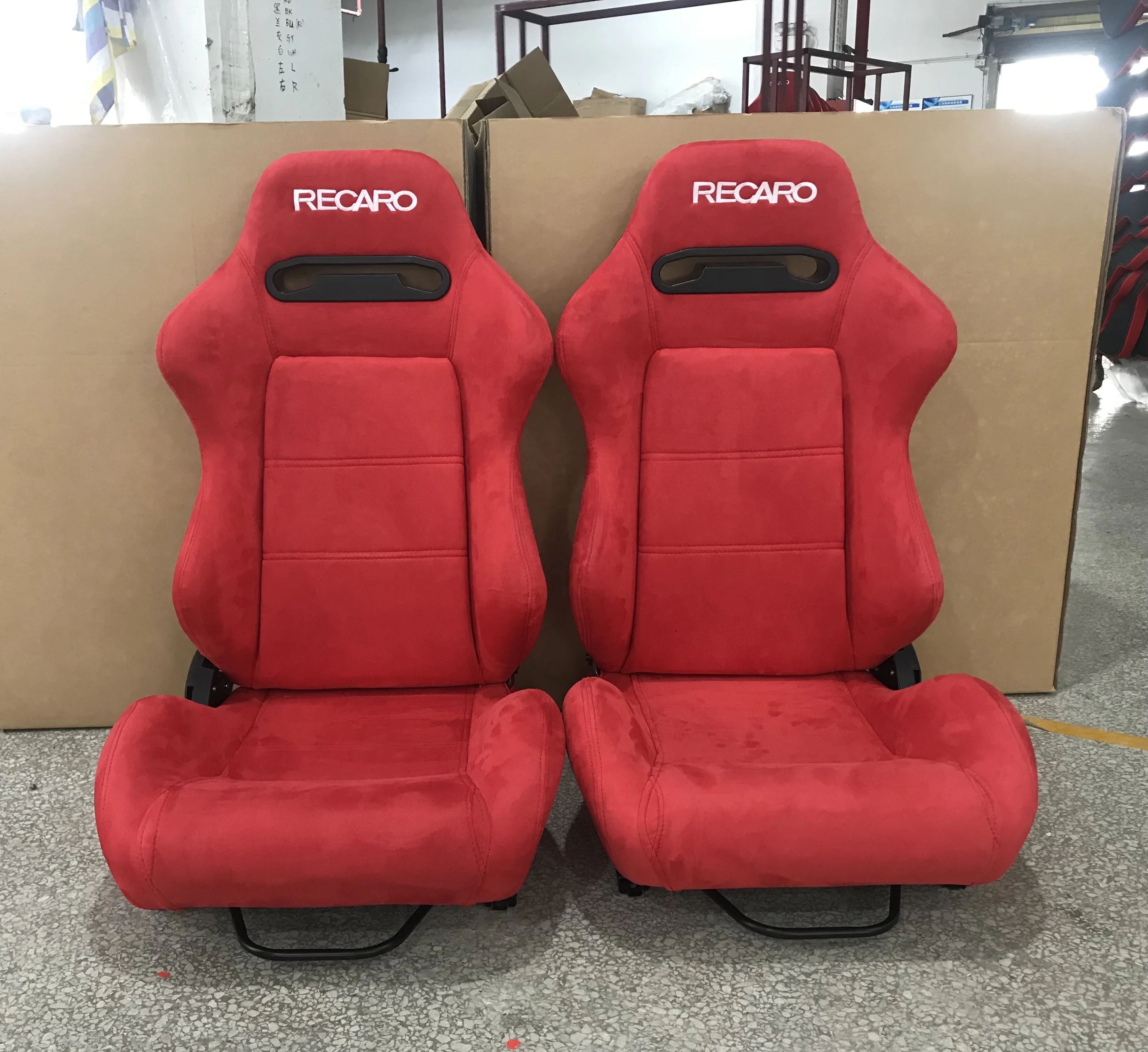 

New Full Red Suede Cloth RECARO SPD Bucket Racing Seats JBR1035 Universal Sport Seat With Double Slider