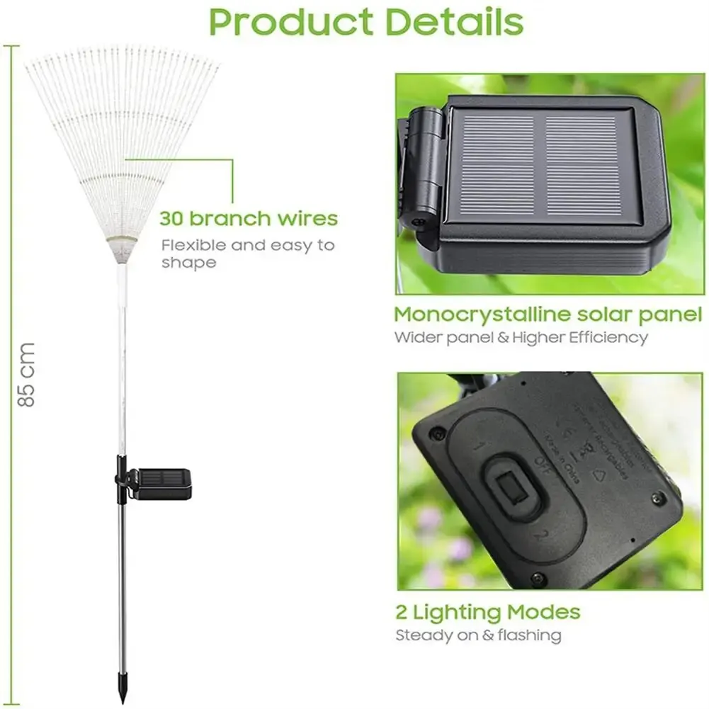 120 LED 2 Modes Solar Firework Lights Outdoor Garden Waterproof Fireworks Lamps For Walkway Pathway Backyard Lawn Landscape
