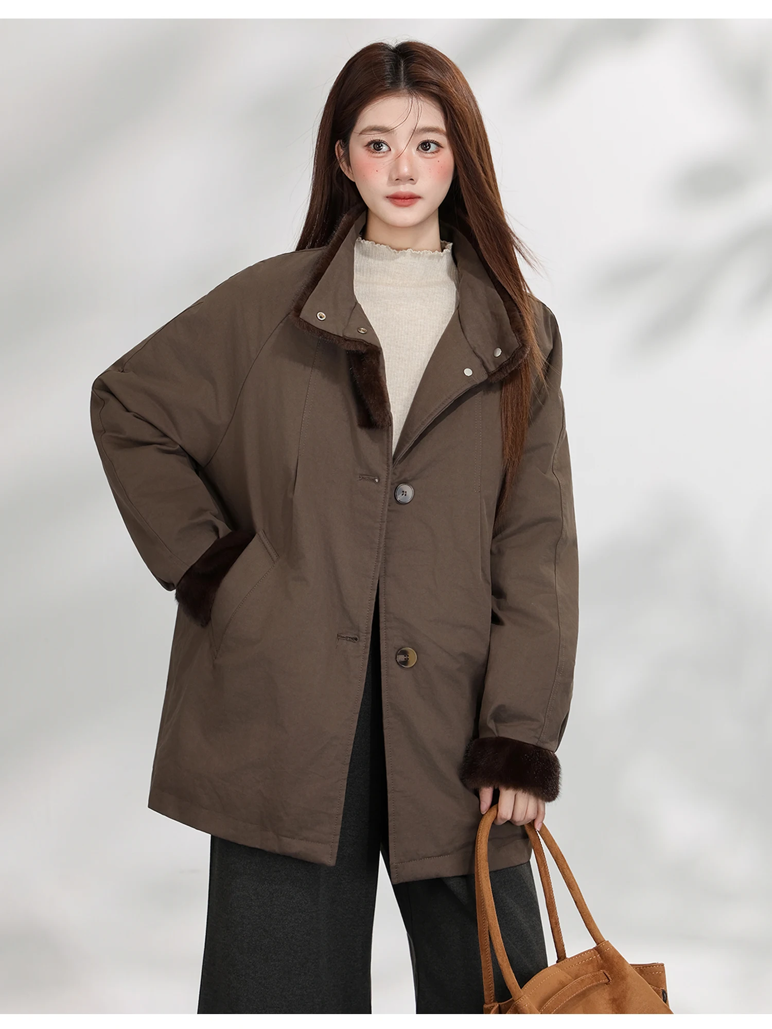 

Теплая женская парка в стиле пэчворк, хлопковая куртка-пальто, длинная, для повседневной носки, на одной пуговице, средней длины, новая зимняя...