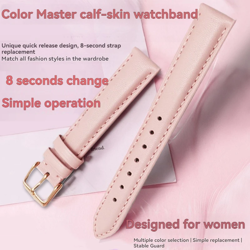 pink Soft Cowhide Watchband for Casio Citizen Fossil Plain Watch Strap DW Ladies Bracelet Blue Brown 12mm 14mm 16mm 18mm 20mm