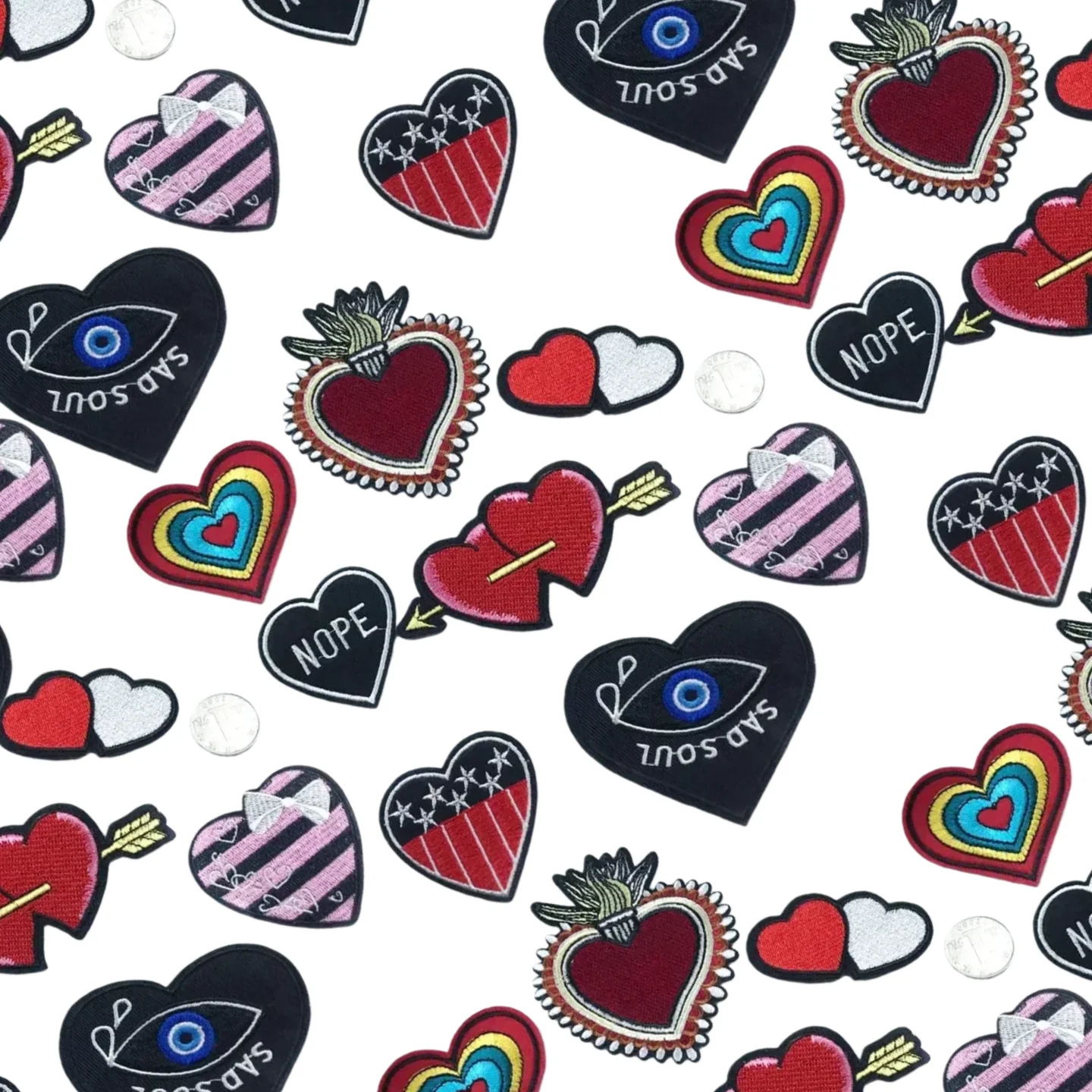 

Heart-shaped Love Love, Adhesive-backed Embroidery One Arrow Through The Heart, Embroidery Cloth Sticker,Clothing, Schoolbag