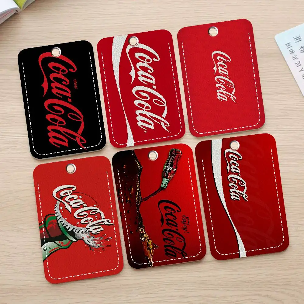 C-Coca-Cola Rechteckiger Schlüsselanhänger-Kartenhalter, Ausweishalter für Kreditkarten, Ausweishalter für Studenten, Einband für Buskarten