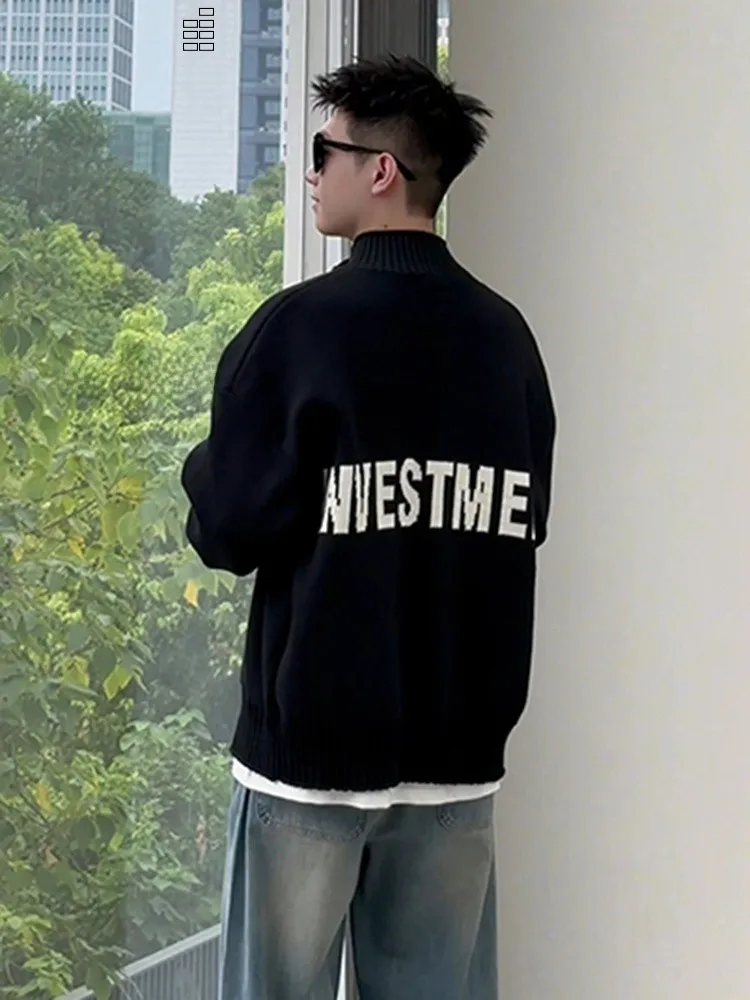 

Bla Stand Collar Open Cardigan Sweater Men's Sle Autumn Winter Lazy Faion Outerwear Trendy Brand High End Knitted Yarn