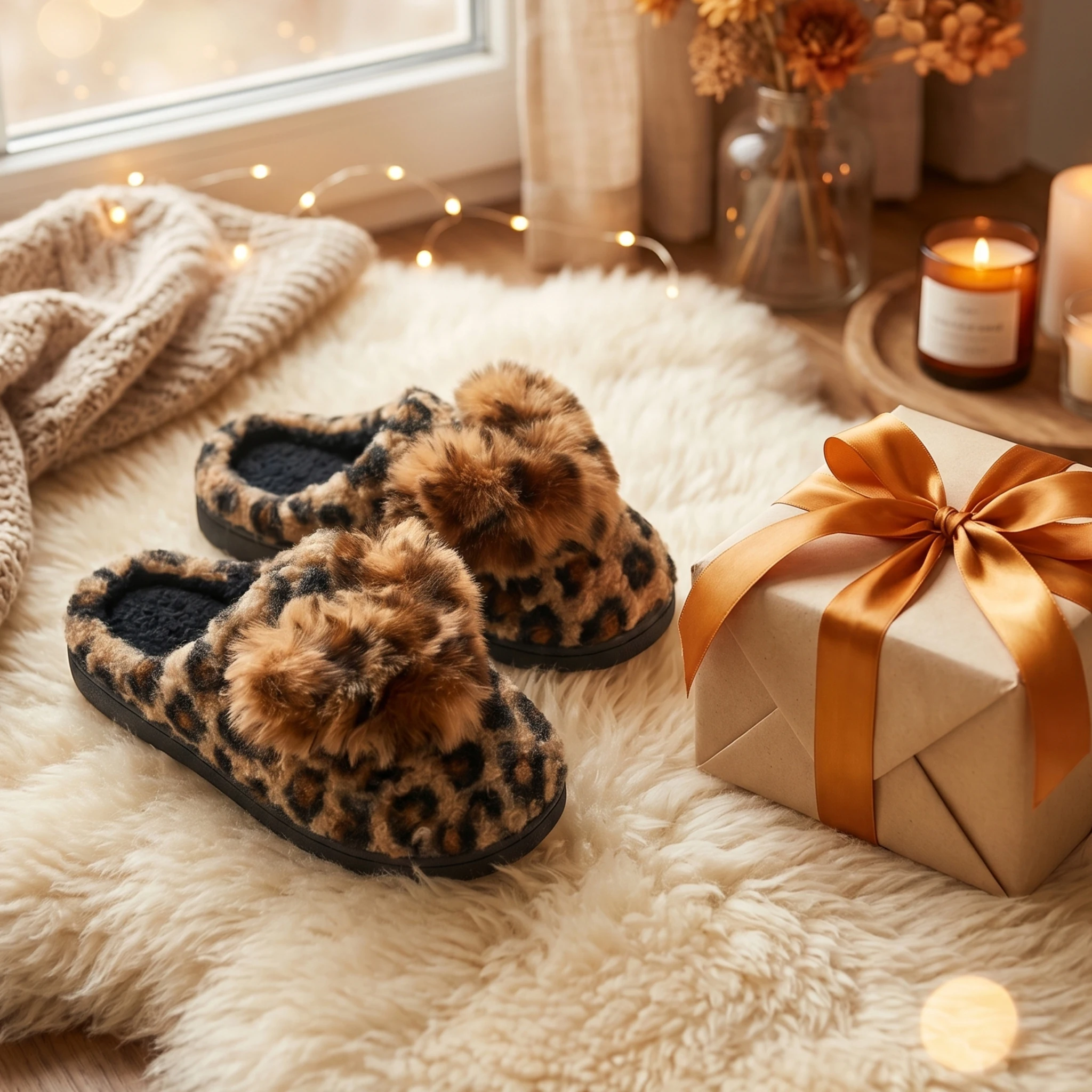 Autumn and Winter Retro Leopard Print Plush Clogs for Women with Large 3D Fur Ball Decoration, Home Slippers with Thick Fluffy Long-Pile Fabric, Non-Slip Rubber Flat Sole, Silent Floor Slippers, Light Luxury Retro Style, Suitable for Outdoor Wear, Soft and Skin-Friendly, Warm Home Shoes, Popular in Europe and America, Lazy Slippers with a Girly Vibe, Versatile Indoor Casual Slippers, Comfortable for Long Wear, Trendy Women's Home Slippers