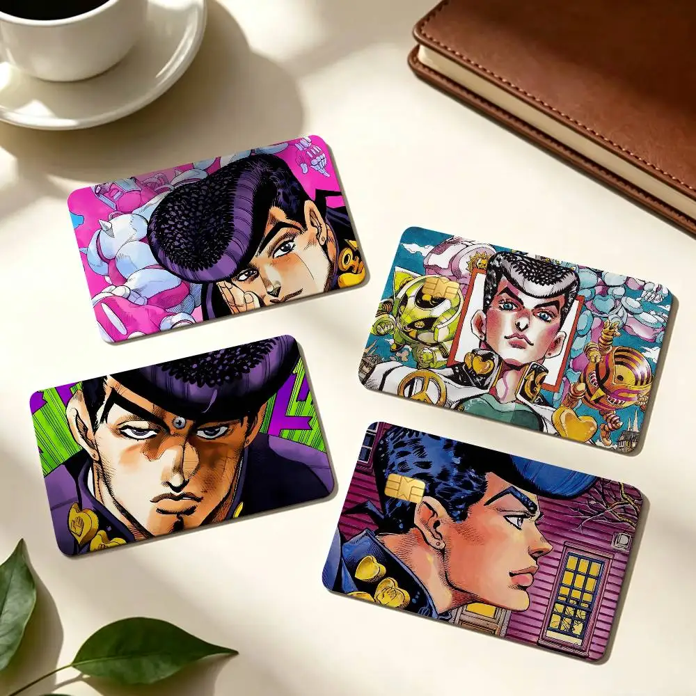 Cute Boy J-Jojo J-Josuke Higashikata 1Set 4Pcs Waterproof Card Skin Stickers for Credit Bus IC Cards