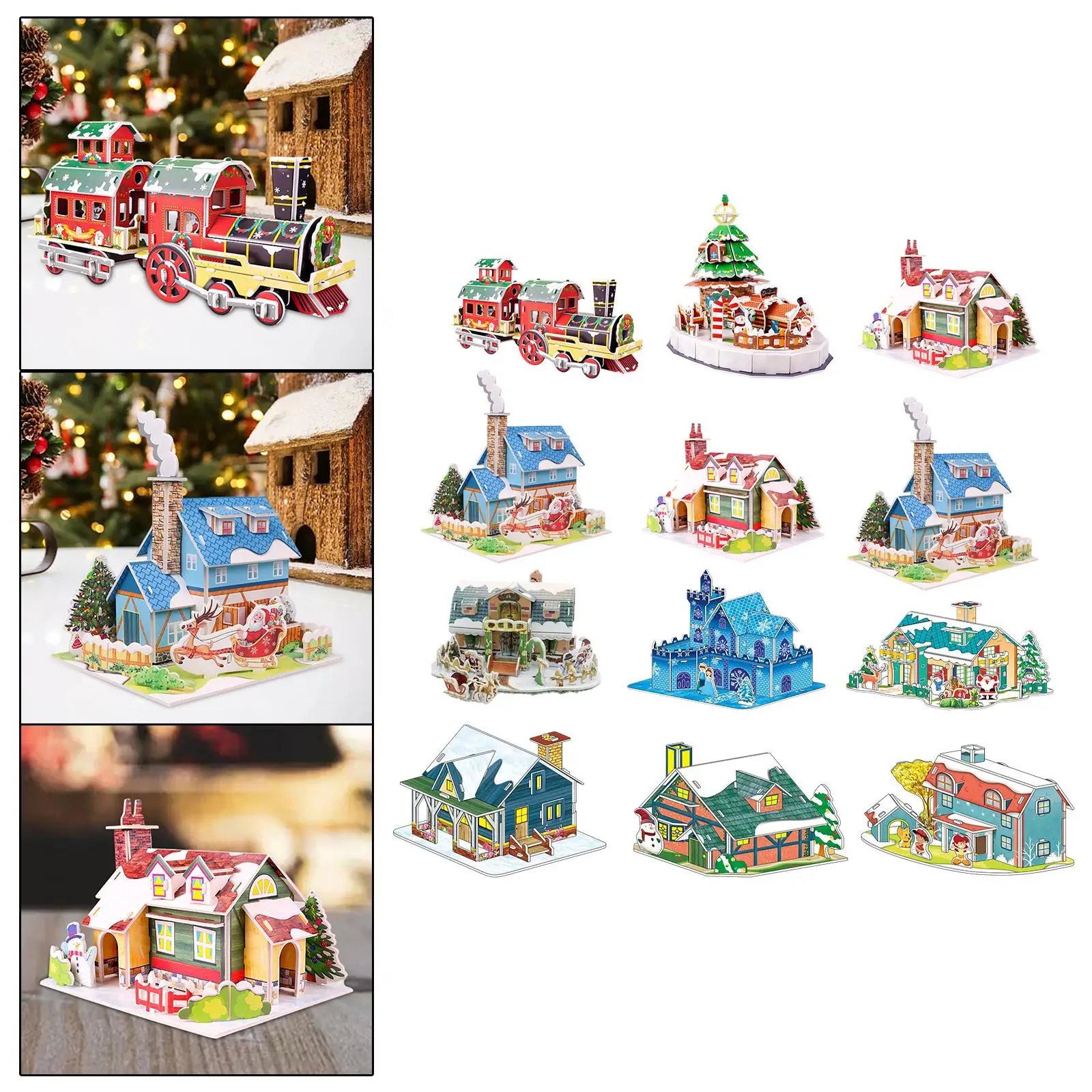 Casas de Navidad DIY Casas pequeñas Actividades Manualidades de Navidad Rompecabezas 3D para niños