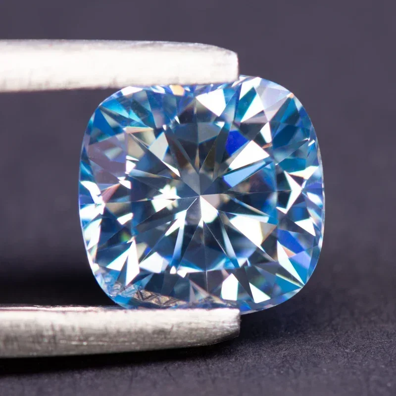 Moissanite Square Cushion Shape Ice Blue Color Charms Beads VVS1 for DIY Jewelry Making Pendant Materials with GRA Certificate
