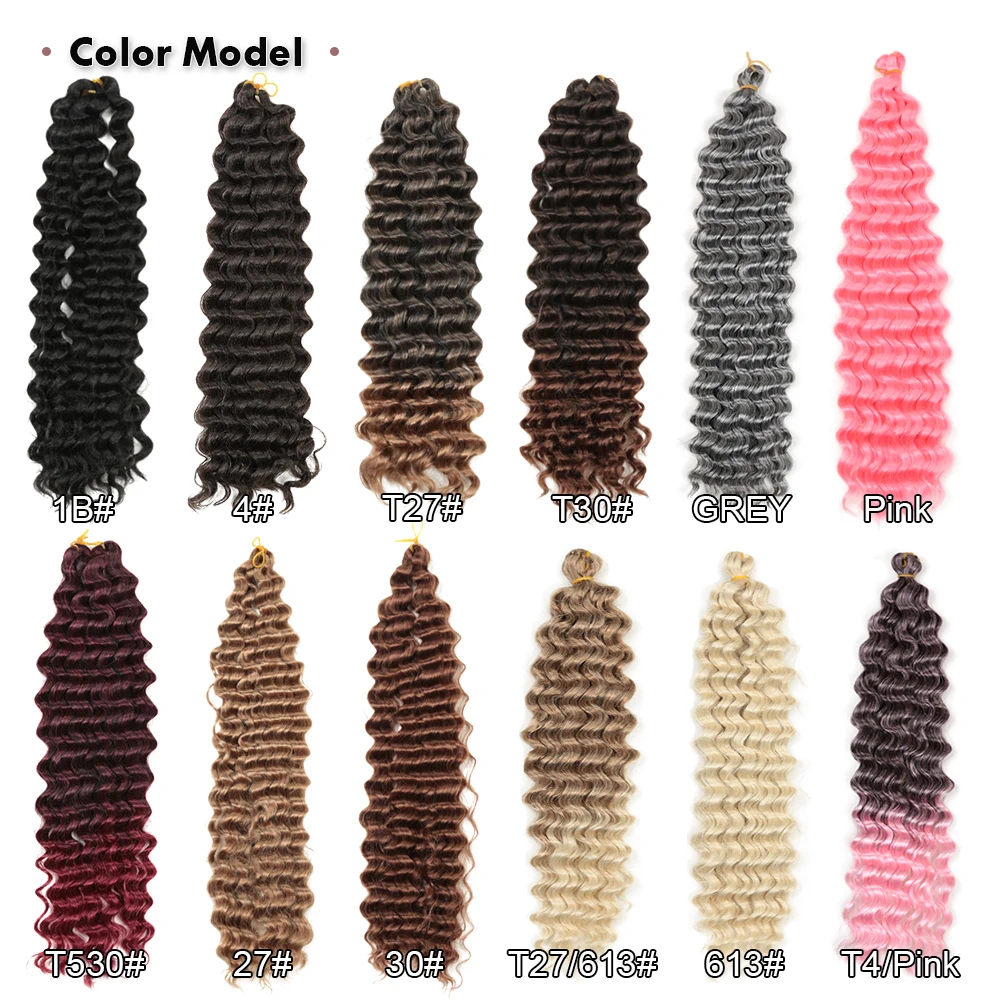 Tresses synthétiques Deep Wave au Crochet, Extensions capillaires pour femmes Blondes russes, 22 pouces, 28 pouces