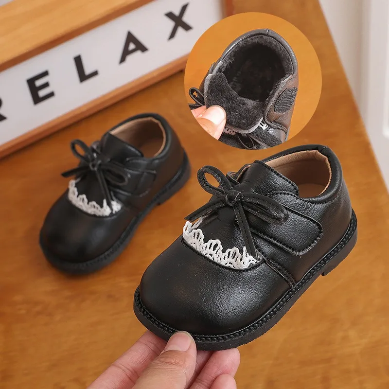 طفل الفتيات الفتيان أحذية الثلوج الخريف الشتاء الأطفال القوس الأميرة أحذية عدم الانزلاق لينة وحيد مريحة طفل أطفال أفخم الأحذية