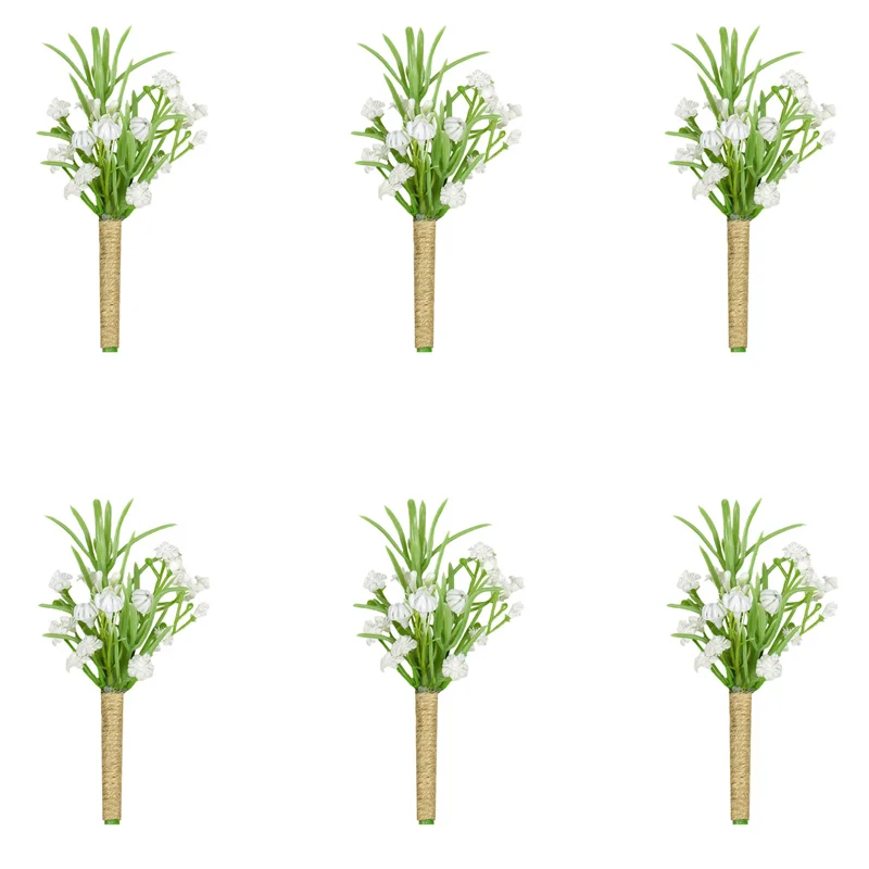 Babysbreath العروة الصدار دبوس الزهور النباتات الخضراء الزفاف العروة عروة الرجال الزواج الصدار بروش