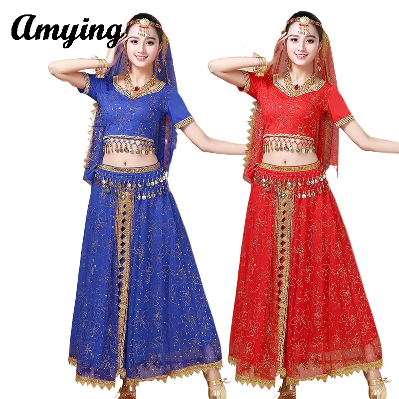 Indian Dance New Indian Girl Performance Dress Women Belly Dance Dress  Adult Dance Practice Suit Eastern Dance Group Costume