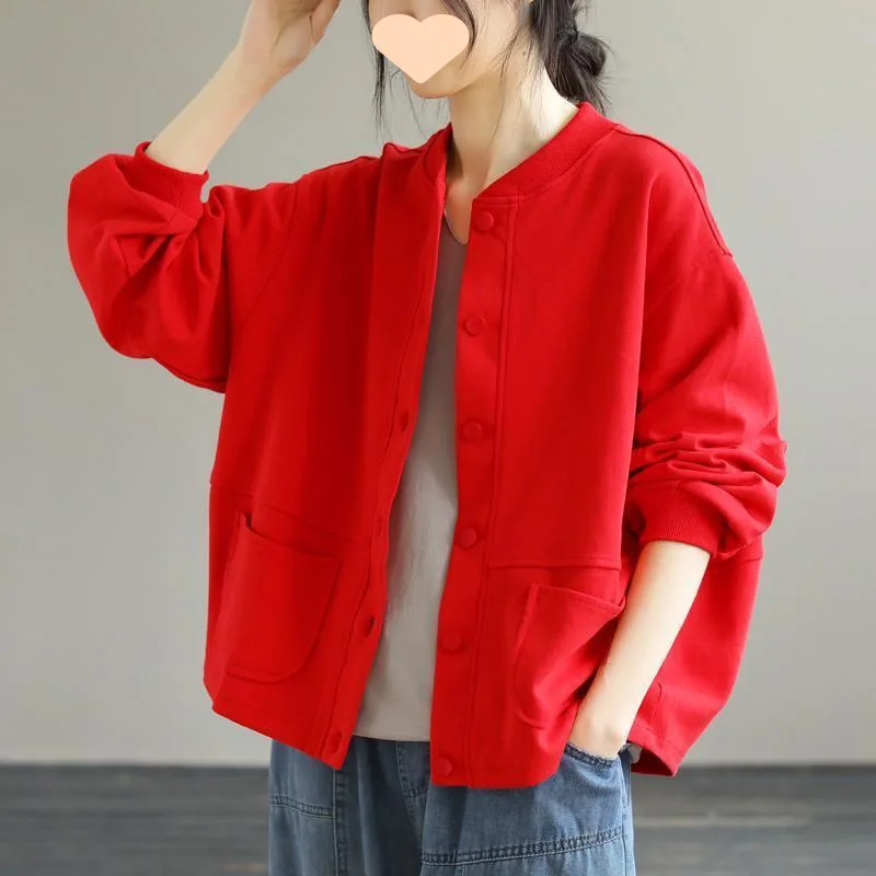 

Baseball Jackets Grey With White Sleeves Womens Spring Leisure Versatile Mid-Length Tassels Plaid Safari Wicking Petite Young OL