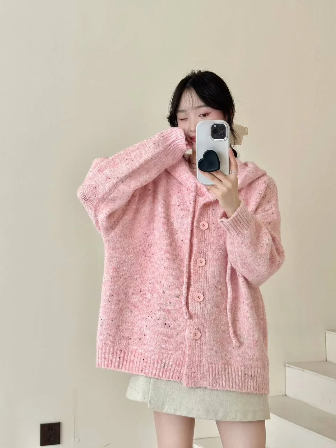 

Корейский повседневный свитер с капюшоном Jaet, верхняя одежда средней длины до бедер, однотонный свободный крой, женская трикотажная одежда Lazy Sle