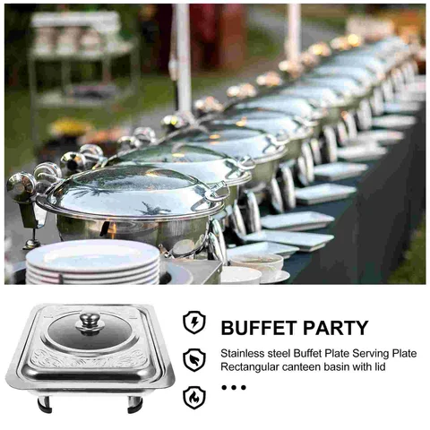 Набор для приготовления блюд на выносе (Buffet Chafing Food Set) Подогреватель тарелок Поднос для сковородок Подносы для сервировки из нержавеющей стали Подогреватели для сервировки Кастрюли Подносы для кейтеринговых сервировок топ 12 набор жаровен - №6
