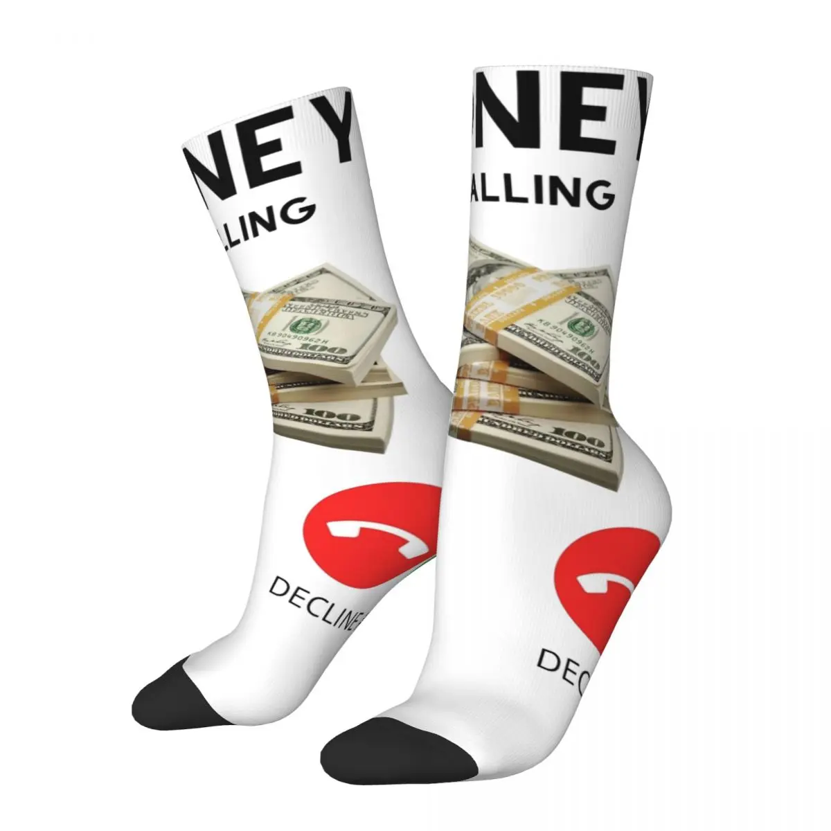 Funny Money Is Calling Merch Socks Breathable Humor Graphic Crew Socks Warm for Mens Present