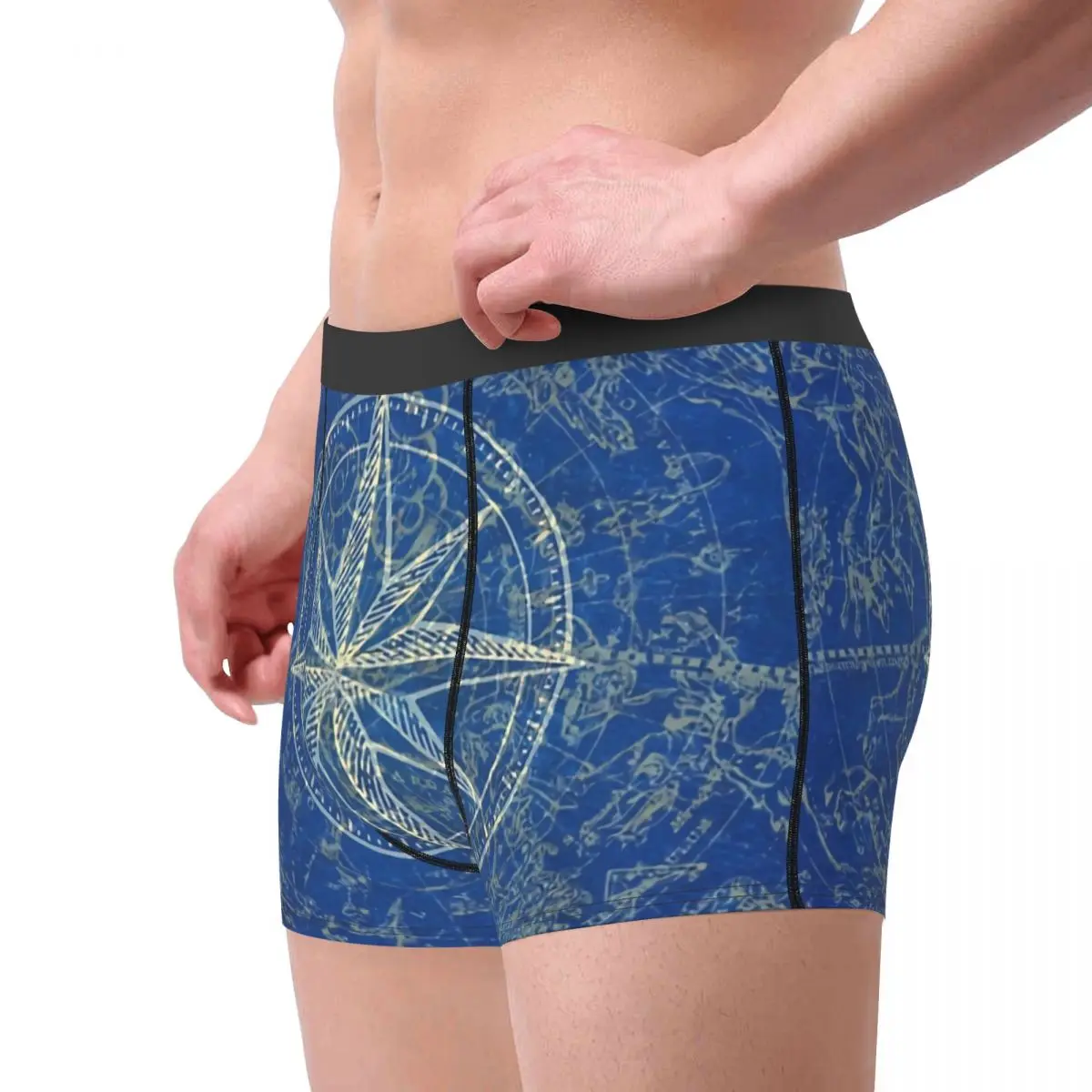 Map Of The Heavens In Blue Anchor Underpants Homme Panties Man Underwear Comfortable Shorts Boxer Briefs