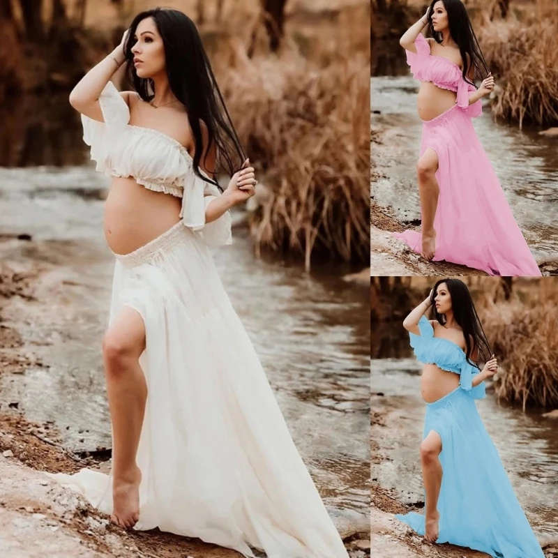 Stylish Maternity Two Piece Outfit Photoshoot Clothing for Professional Photog 425F