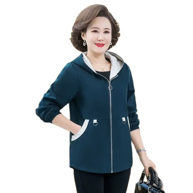 

Spring Autumn Thin Coat Women's Short Foreign Windbreaker New Middle-aged Elderly Spring Autumn Jackets Jackets