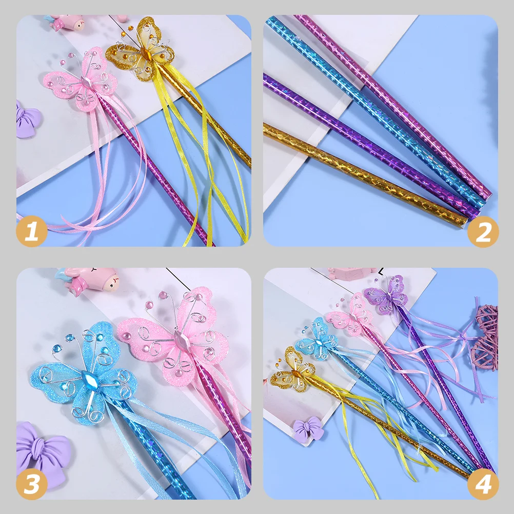 Fairy Wand Butterflies for Girl Prop Wands Handheld Ribbon Dress-up Decorative Vibrant