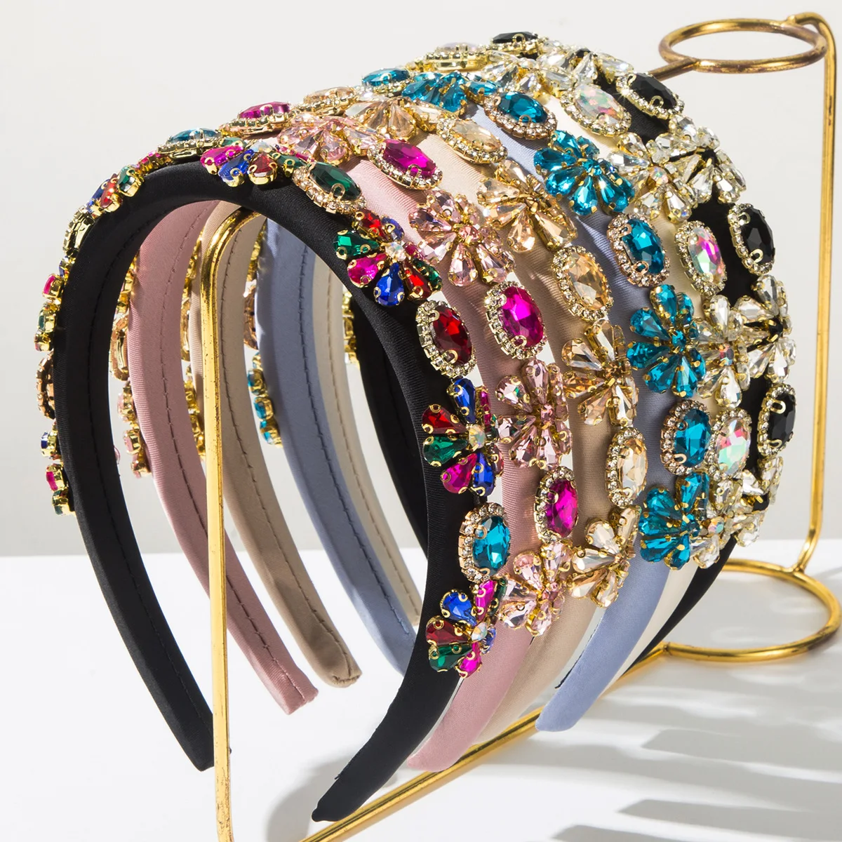 Fashion Baroque Colored Diamond Headband Retro Court Style Full of Diamonds Heavy Industry Ball Party Hair Accessories Woman