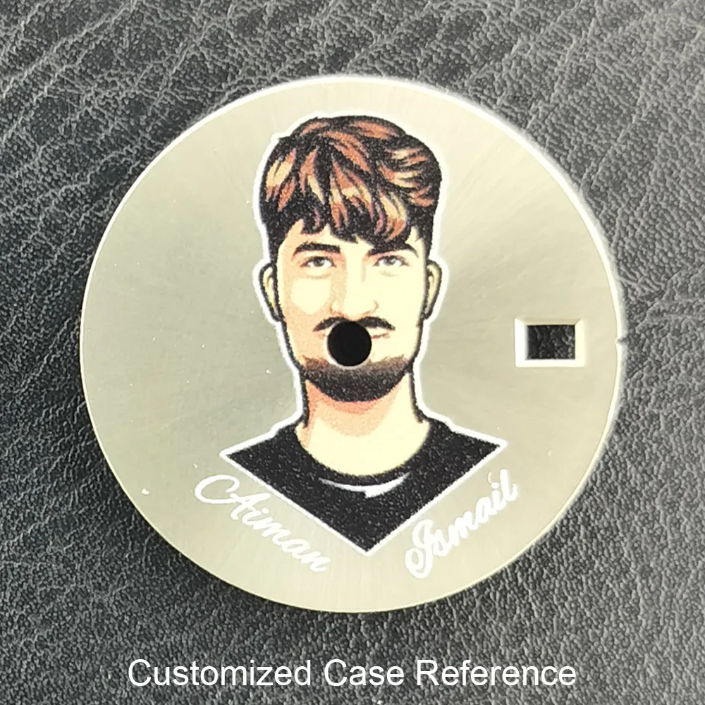 Customized Dial Case Strap Watch Laser Engraved Pad Printing NH-34-35-36 Watch Parts Customized Name LOGO Photo Pattern Sticker