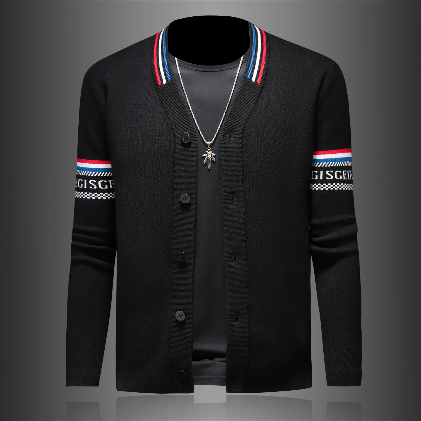 

Элитный корейский мужской вязаный шерстяной кардиган-свитер, тонкий, осенне-зимний, новая модная повседневная модель с V-образным вырезом и длинными рукавами