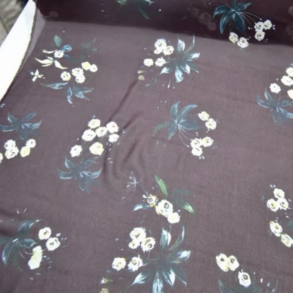 Ready Goods Woven Flower Printing Design Smooth Feeling Silk Crinkle Chiffon Fabric for Garment Custom Cloth Dress