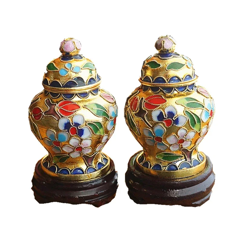 

Collector's edition cloisonné old jars, golden ground jars, watermelon, special-shaped copper tires,