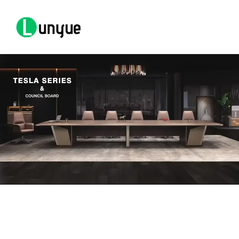 3.6m Modern Luxury Wooden Convertible Desk Large Meeting Table for 10 Seats Office Conference Room Furniture Space Saving