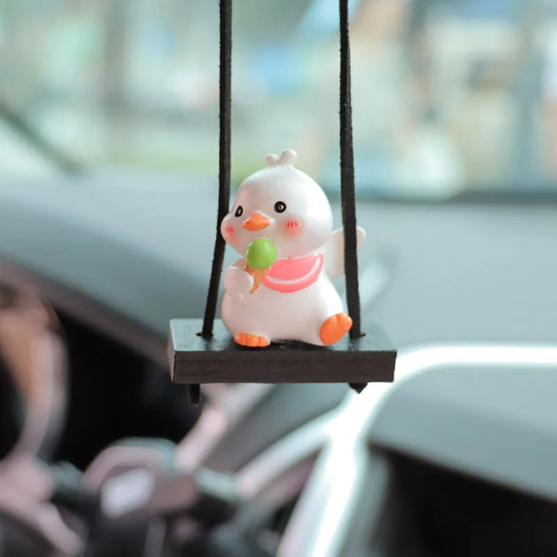 Creative Couple Duckling Doll Car Interior Rearview Mirror Decorative Pendant Auto Miniature Ornament Accessories Cartoon Toys