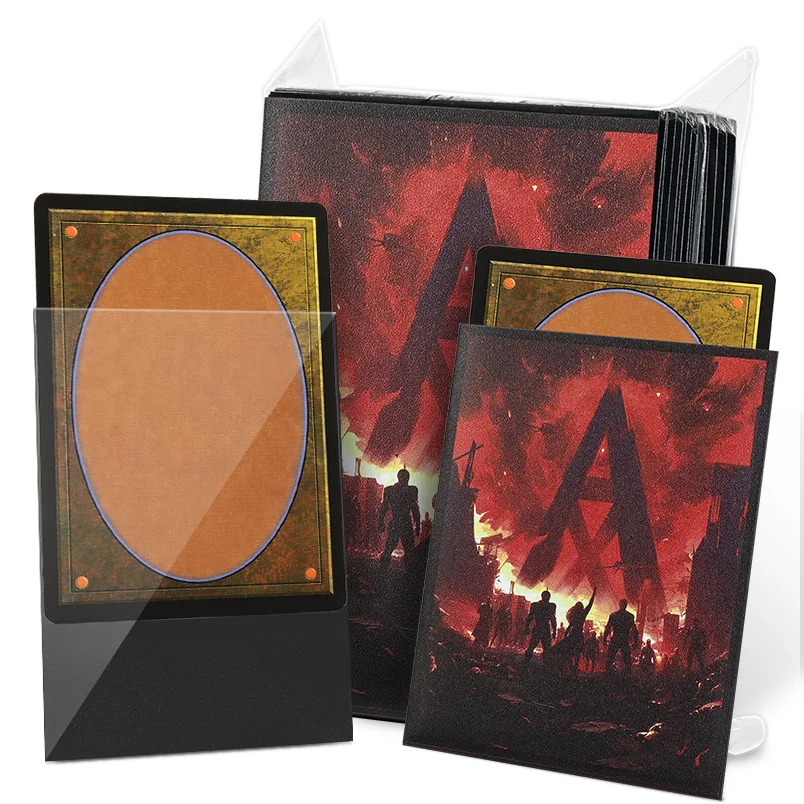 Card Sleeves -105PCS Matte Card Sleeves, Clear Front & Anti-Slip Matte Back, 66x91mm Standard Trading Card Sleeves for TCG