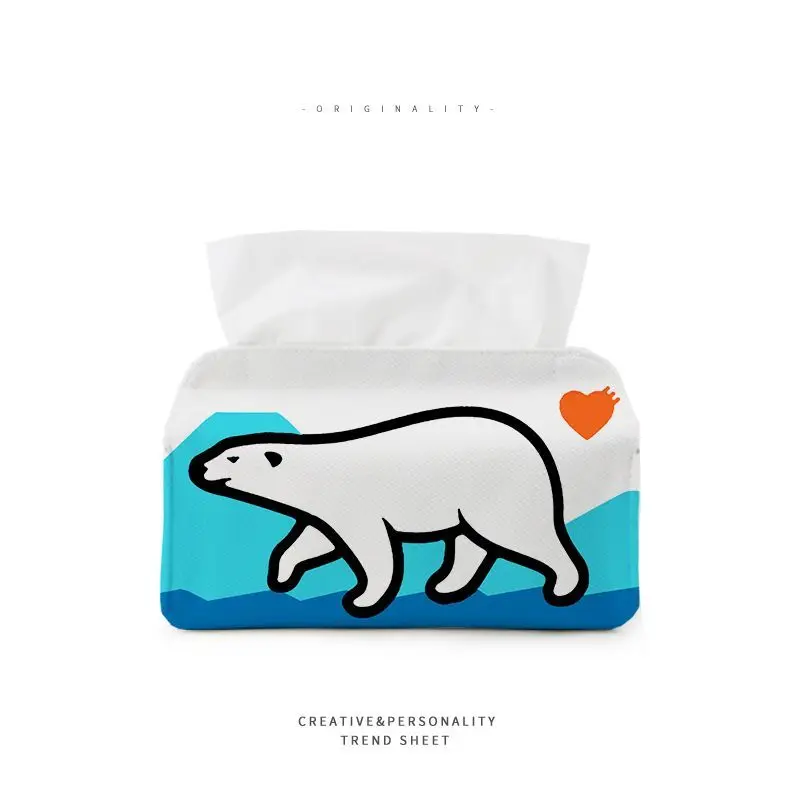 

Новая коллекция 2025: Декоративный органайзер для салфеток в стиле HUMAN MADE — полярный медведь, утка, тигр. Декор для дома и гостиной.