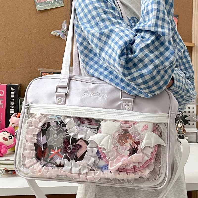 Large Capacity Women Tote Bag New Anime Japan Style JK Uniform Bar Pain Bag Casual Shopping Animation Shoulder Crossbody Bag