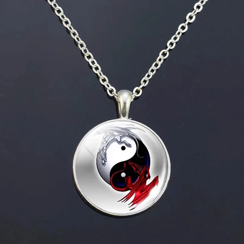 Pop Art Photo Necklace Yin Yang Tai Chi Symbol Pendant Jewelry Yin Yang Bagua Diagram Necklace Men Women Jewelry Gifts