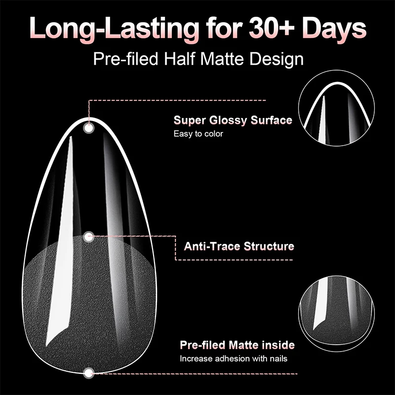 .100Pcs Soft Gel False Nail Tips Short Square Coffin Almond Artificial Press On Fake Nails Extension Manicure Tools