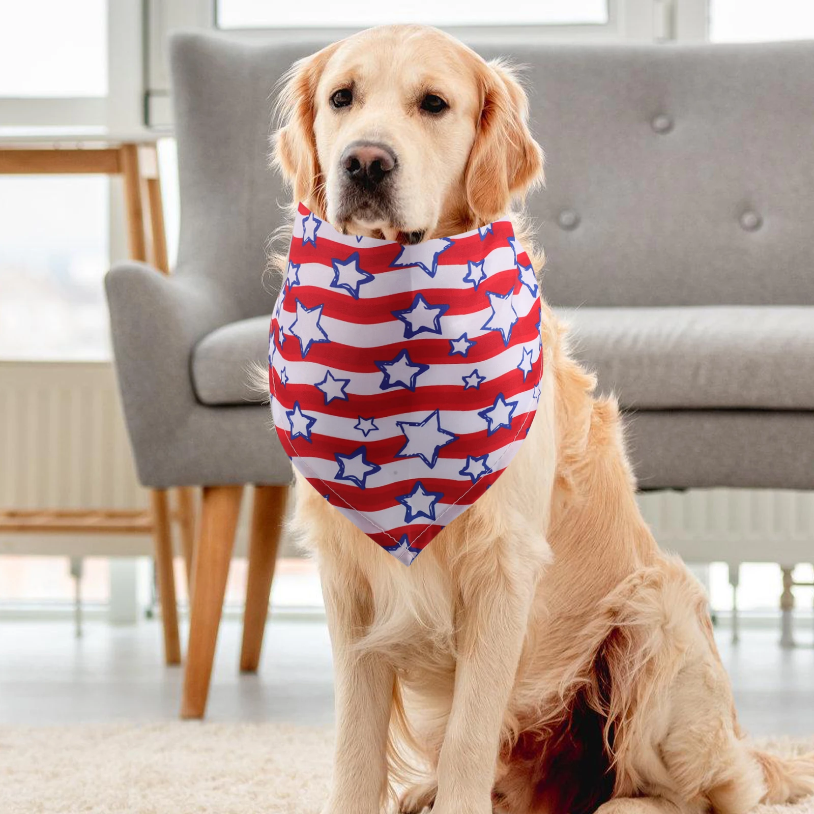 

3pcs American Flag Patriotic Pet Scarf 4Th Of July Clothes Adjustable Size Dog Drool Bib Dog Holiday Bandana Pet