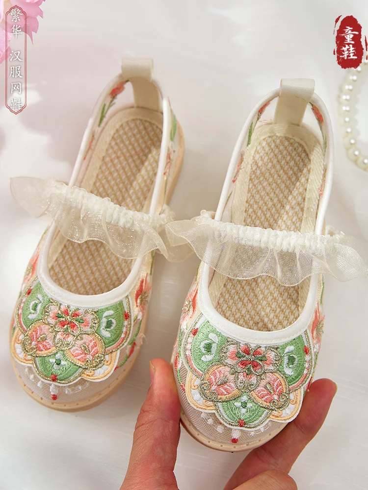 أحذية هان الصينية للأطفال ، شبكة تنفس ، الصيف ، طفل ، النمط القديم ، الراهب ، الفتيات