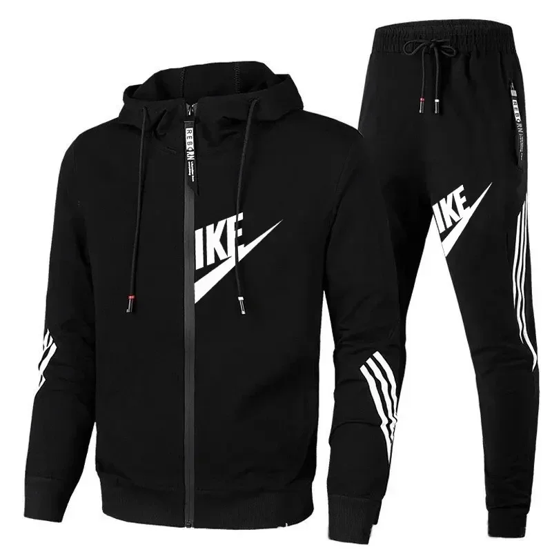 Men's Two-piece Casual Sportswear and Pants for Jogging Outdoor Sports Set in 2025, Autumn Men's Daily Street Fashion Set