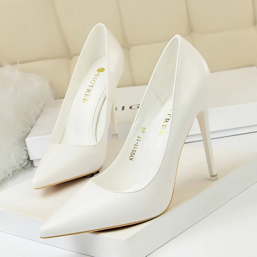 Women Korean Version Fashion Shallow Mouth Office Shoes Stiletto Party Single Shoes Female Comfort Women Heels Simple 9511-17