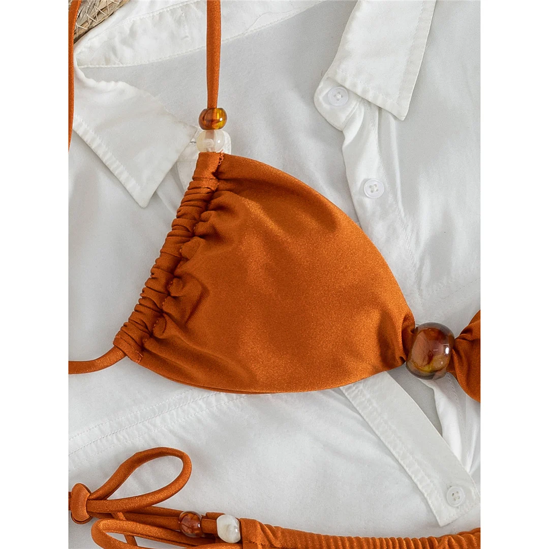 S - XL, hoch geschnittener Bikini mit Trägern, Damen-Badeanzug, zweiteiliges Bikini-Set, gepolsterter Badeanzug, Badebekleidung, Modell V8472. – Detail 7