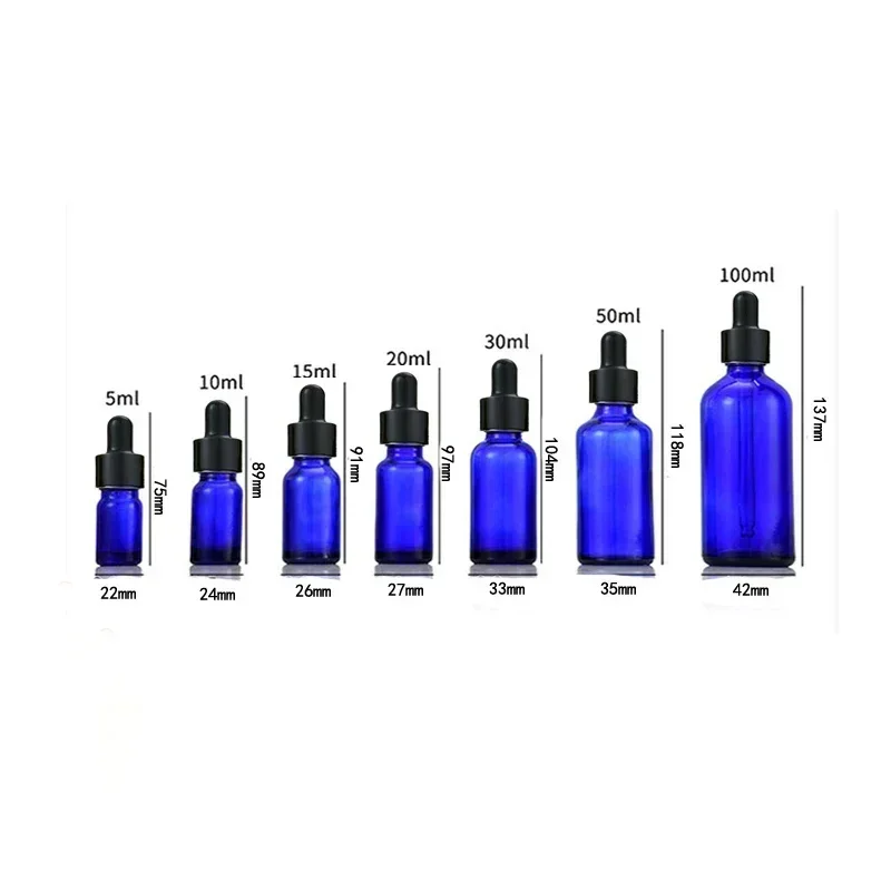 30Pcs 5-100ml Glass Liquid Dropper Bottle Leakproof Tincture Vial Essential Oil Perfume Cosmetic Sample Container Refillable