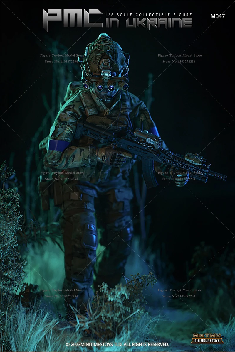 MINITIMES Toys M047 1/6 Ukraine PMC Camfoulage Tuch Militär Actionfigur Statisches Gewehr Modell Dekor 12" Komplettset Soldatenmodell
